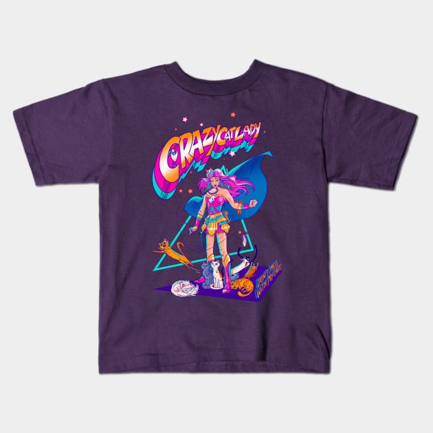 Crazy Cat Lady Kids T-Shirt by Lab7115